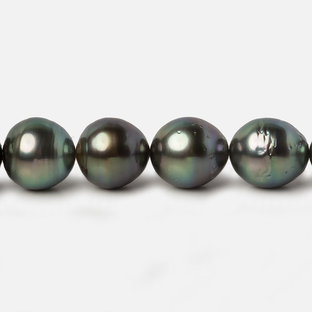 9x9-10x11mm Peacock Tahitian Round Saltwater Pearls 16 inch 40 pieces A - Beadsofcambay.com