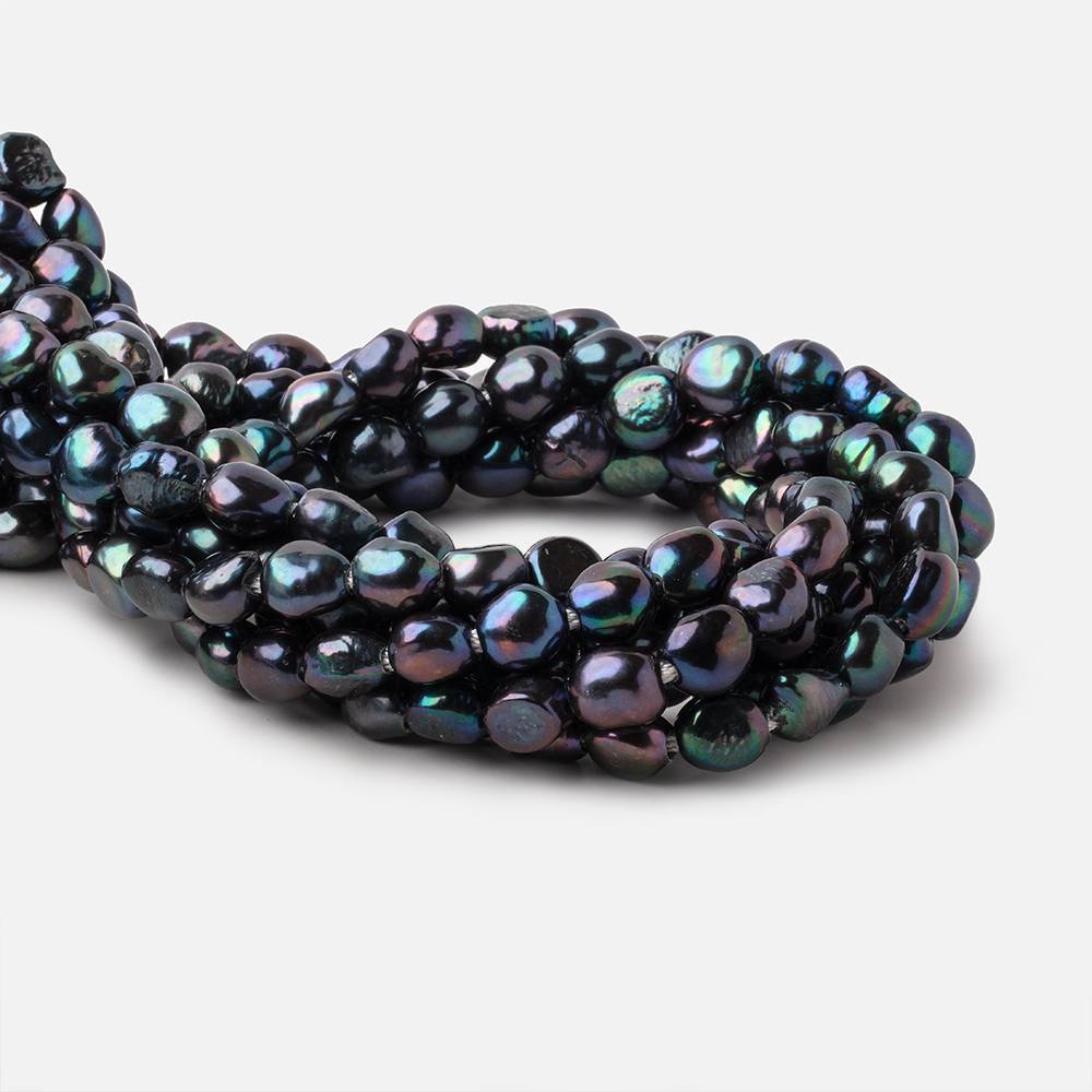 9x9-11x10mm Dark Peacock Baroque 2.5mm Large Hole Pearls 15 inch 38 pieces - Beadsofcambay.com