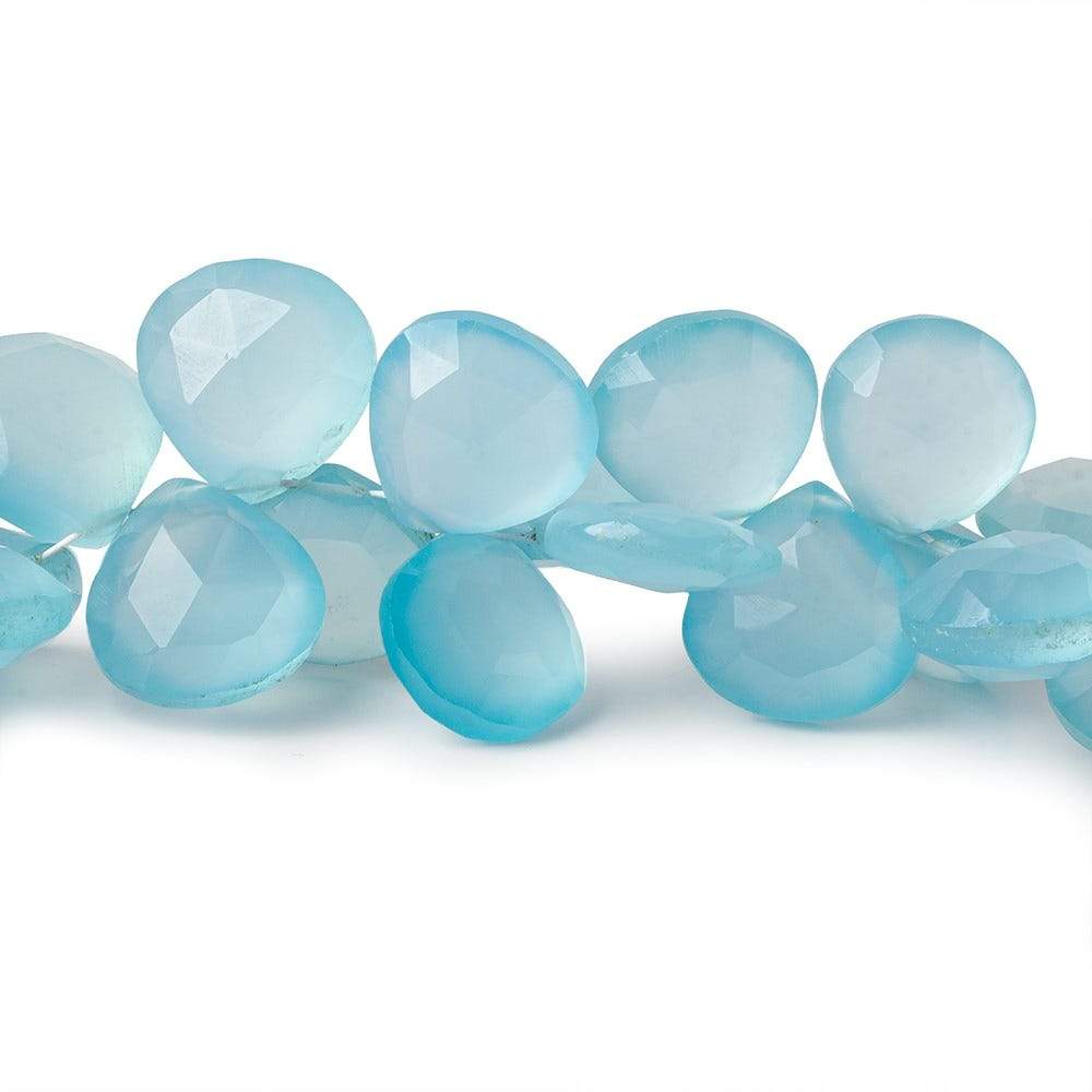9x9-11x11mm Key West Blue Chalcedony faceted hearts 8 inch 55 beads AAA - Beadsofcambay.com