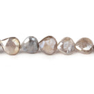 9x9-11x11mm Mystic Platinum Grey Moonstone straight drill faceted hearts 14 inch 35 beads - Beadsofcambay.com