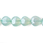 9x9-11x11mm Mystic Sea Green Chalcedony straight drilled faceted heart 8 inch 18 Beads - Beadsofcambay.com