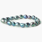 9x9-11x8mm Peacock Teal Baroque Straight Drilled 2.5mm Large Hole Pearls 8 inch - Beadsofcambay.com