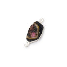 9x9-12x11mm Silver Leafed Tourmaline Natural Crystal Slice 1 Connector Focal - Beadsofcambay.com
