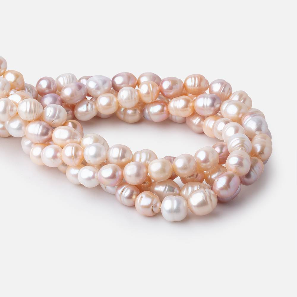 9x9-12x9mm Tri Color Baroque Freshwater Pearls 15.5 inch 35 Beads - Beadsofcambay.com