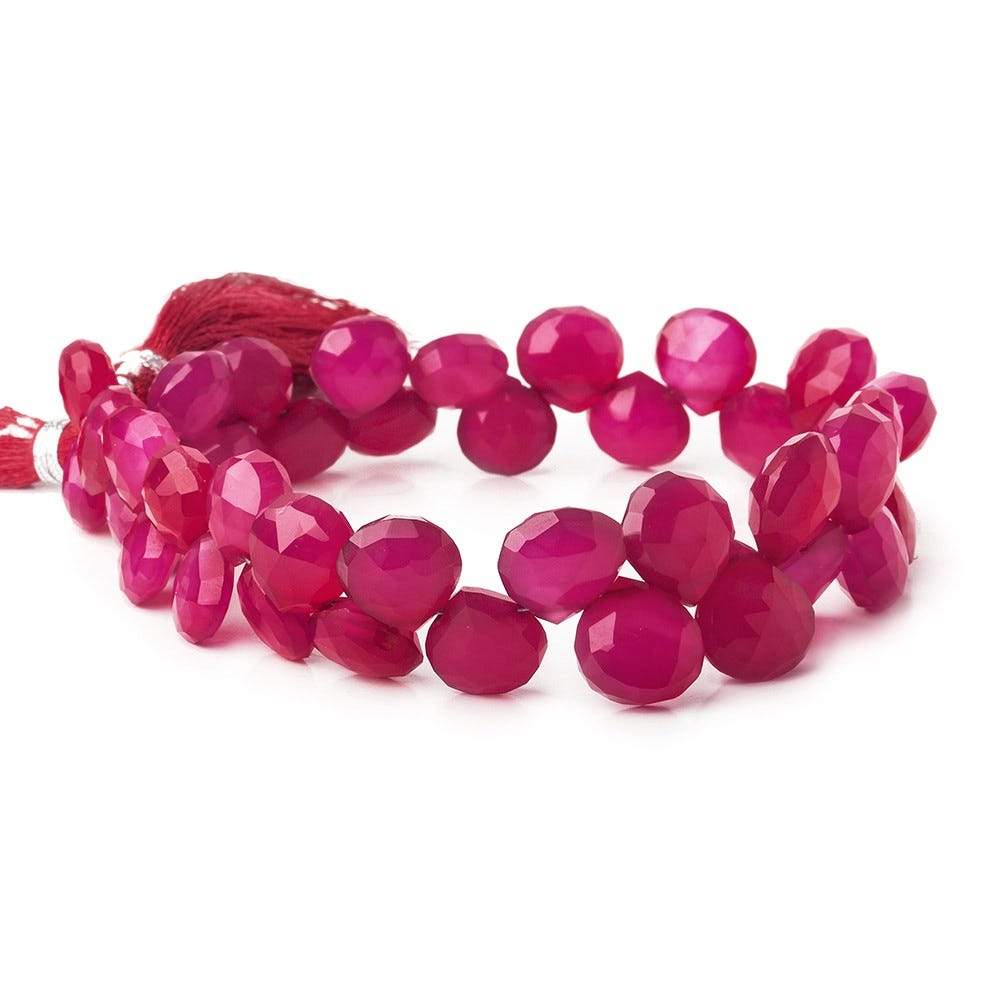 9x9-13x13mm Fushia Pink Chalcedony Faceted Hearts 8 inch 39 Beads - Beadsofcambay.com