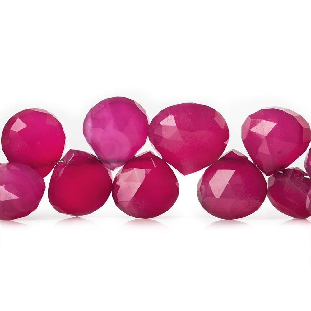 9x9-13x13mm Fushia Pink Chalcedony Faceted Hearts 8 inch 39 Beads - Beadsofcambay.com