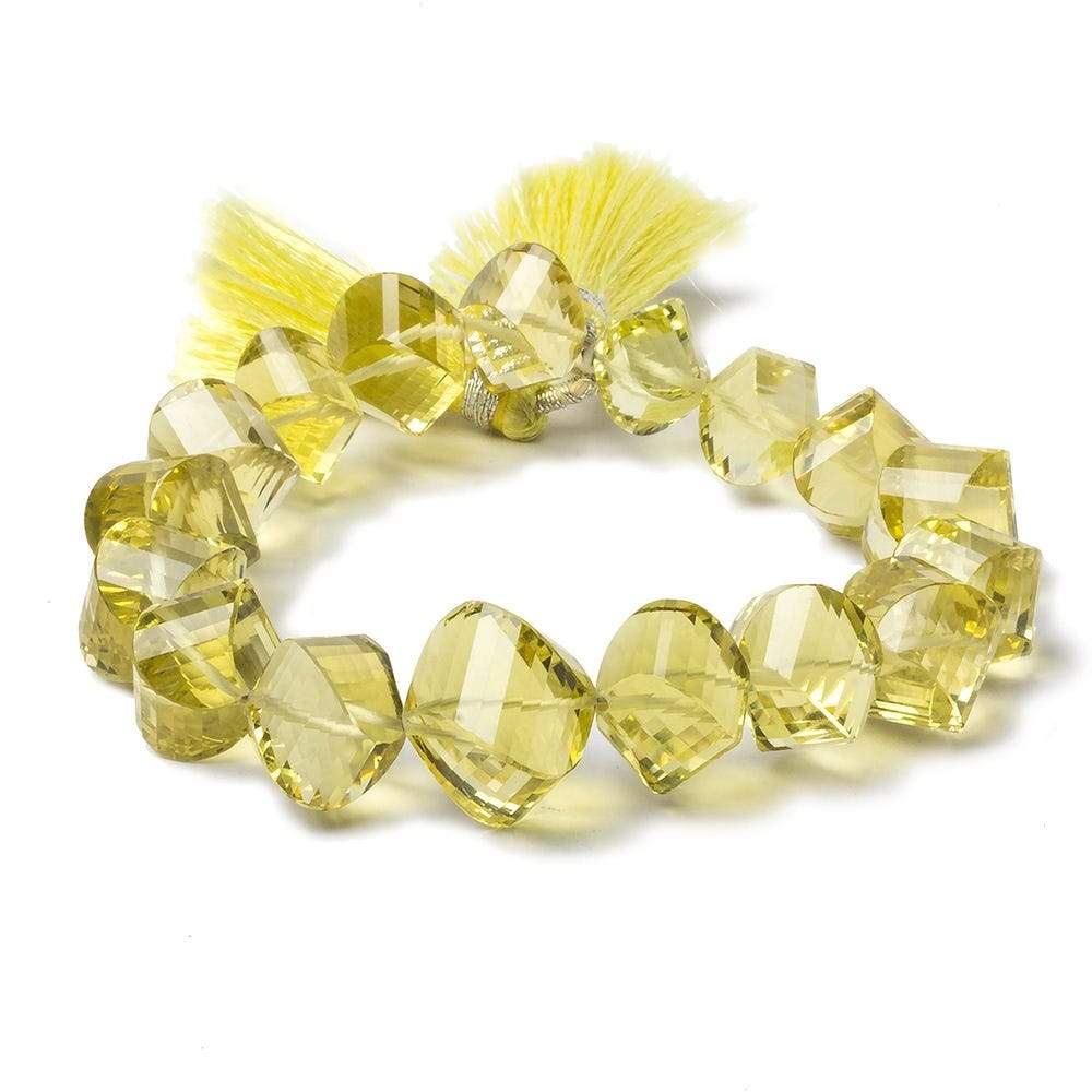 9x9-13x13mm Lemon Quartz Straight Drill Faceted Twist 7.5 inch 17 Beads AA Grade - Beadsofcambay.com