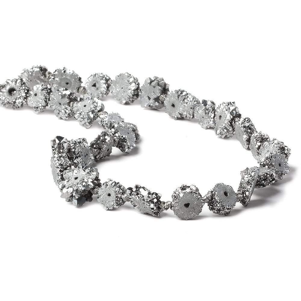 9x9-13x13mm Silver plated Solar Quartz slice beads 16 inch 27 pieces - Beadsofcambay.com