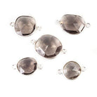 9x9-13x14mm Sterling Silver Bezeled Champagne Quartz Focal Bead Set of 5 - Beadsofcambay.com