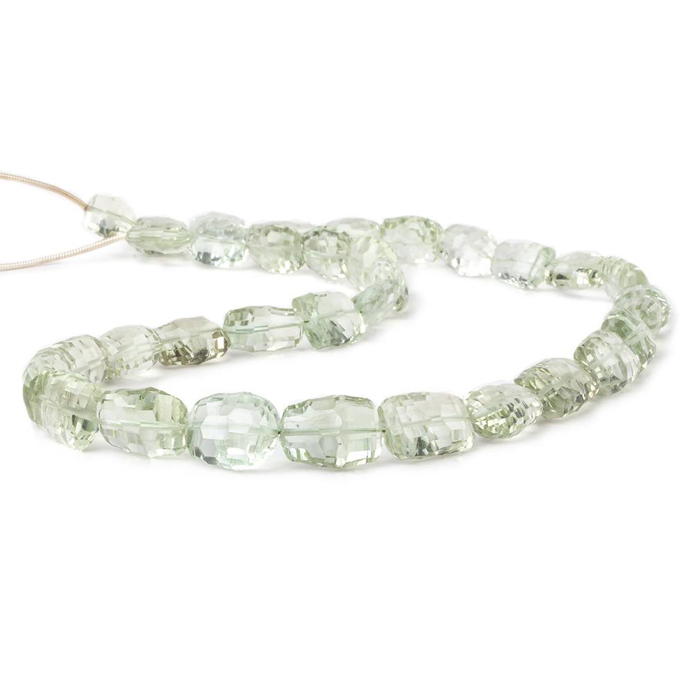 9x9-14x9mm Prasiolite concave faceted rectangles 14.5 inch 33 beads AAA - Beadsofcambay.com