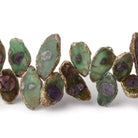 9x9-16x9mm Red & Green Bi-Color Corundum Crystal Slices 7.5 in 36 pcs - Beadsofcambay.com