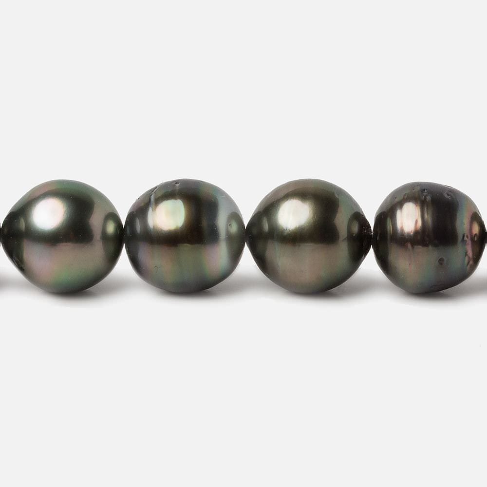 9x9.5-10.5x11.5mm Peacock Tahitian Round Saltwater Pearls 16 inch 40 pieces A - Beadsofcambay.com
