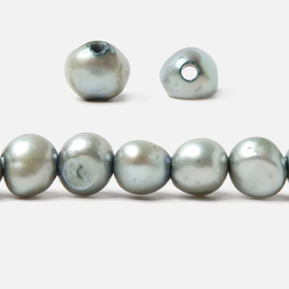 9x9.5-9.5x10.5mm Light Chambray Blue Baroque 2.5mm large hole Pearls 43 pcs - Beadsofcambay.com