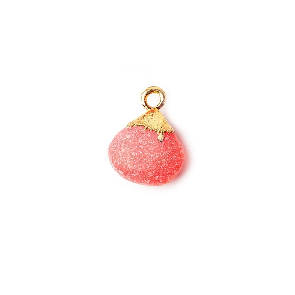 9x9mm Gold Leaf Frosted Watermelon Chalcedony plain heart Bead 1 piece - Beadsofcambay.com