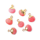 9x9mm Gold Leaf Frosted Watermelon Chalcedony plain heart Bead 1 piece - Beadsofcambay.com
