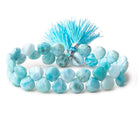 9x9mm Larimar Plain Heart Beads 7.5 inch 35 pieces - Beadsofcambay.com