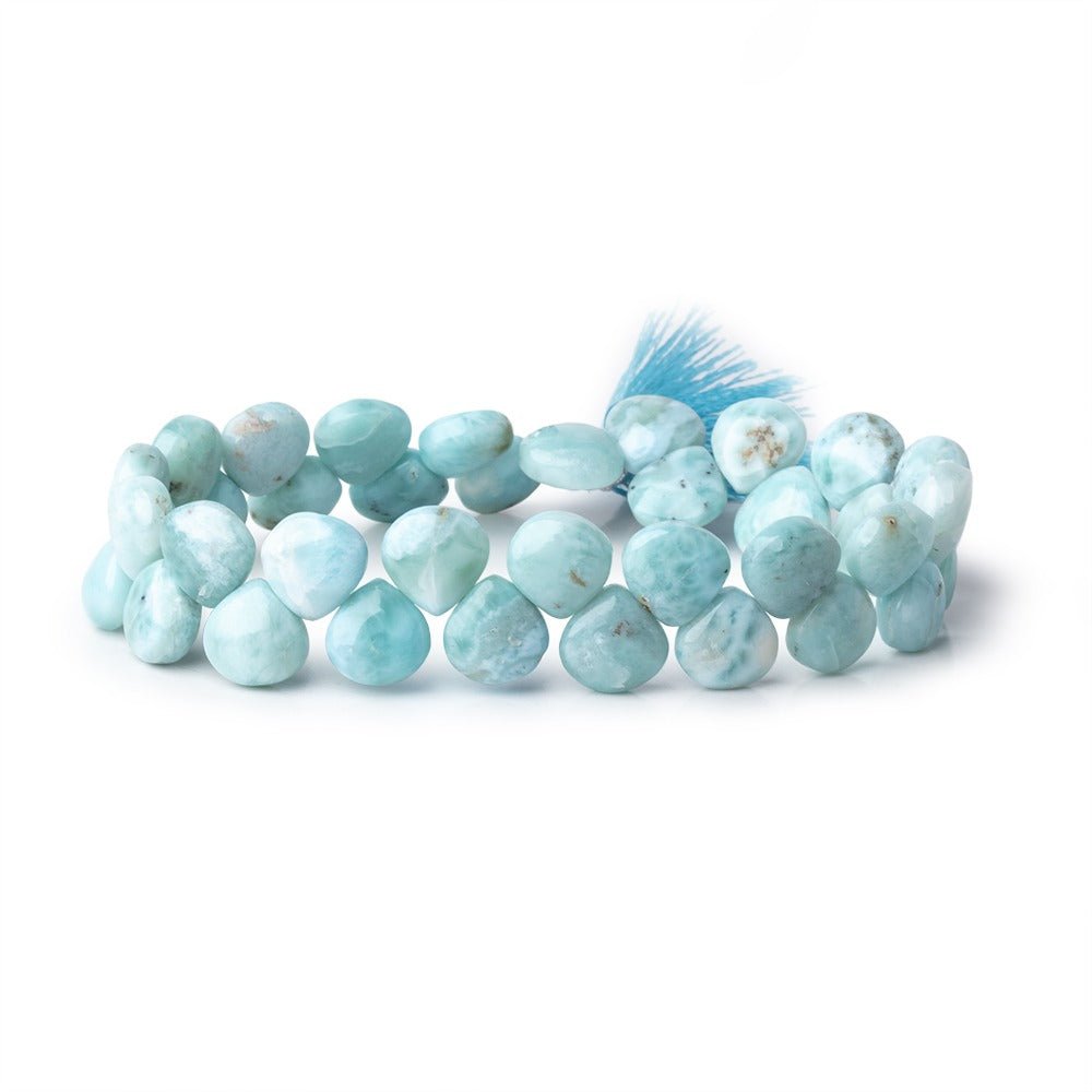 9x9mm Larimar Plain Heart Beads 7.5 inch 37 pieces AA - Beadsofcambay.com