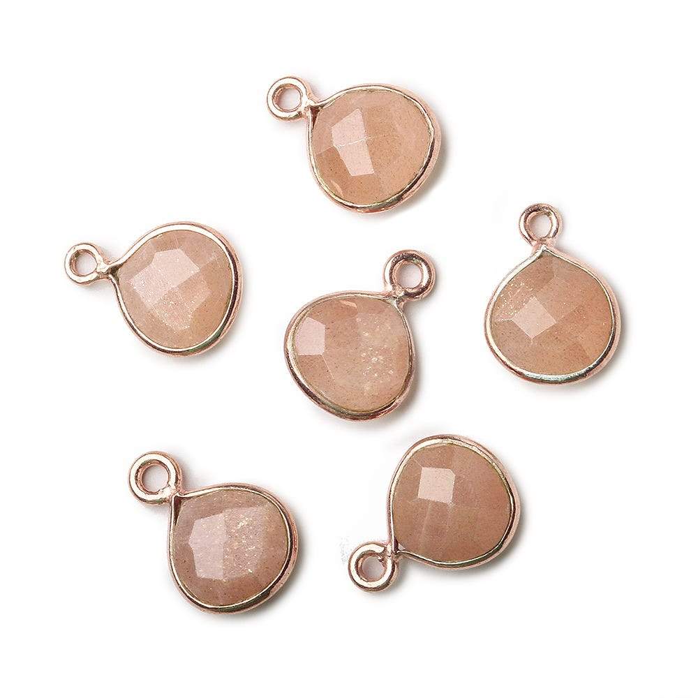 9x9mm Rose Gold Bezeled Angel Skin Peach Moonstone Heart Pendant 1 piece - Beadsofcambay.com