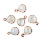 9x9mm Rose Gold Bezeled Rainbow Moonstone Heart Pendant 1 piece - Beadsofcambay.com