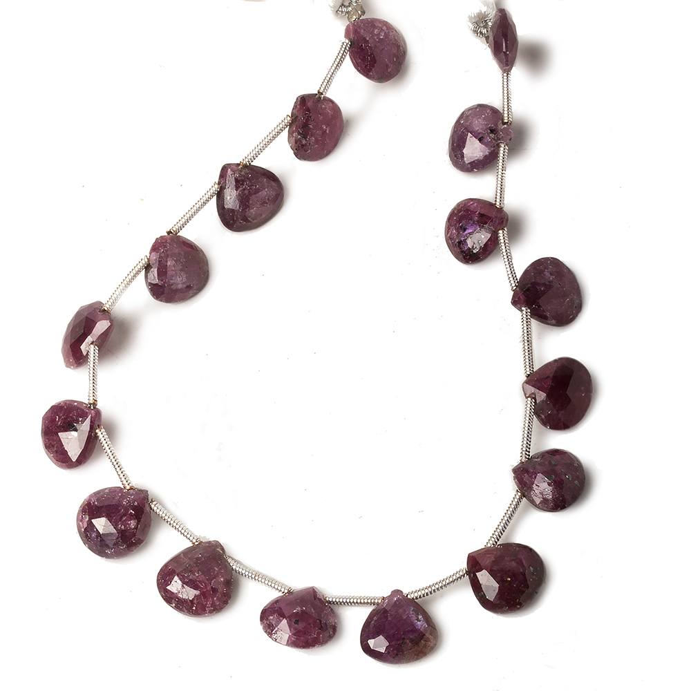 9x9mm Ruby Faceted Heart Beads 8 inch 17 pieces - Beadsofcambay.com