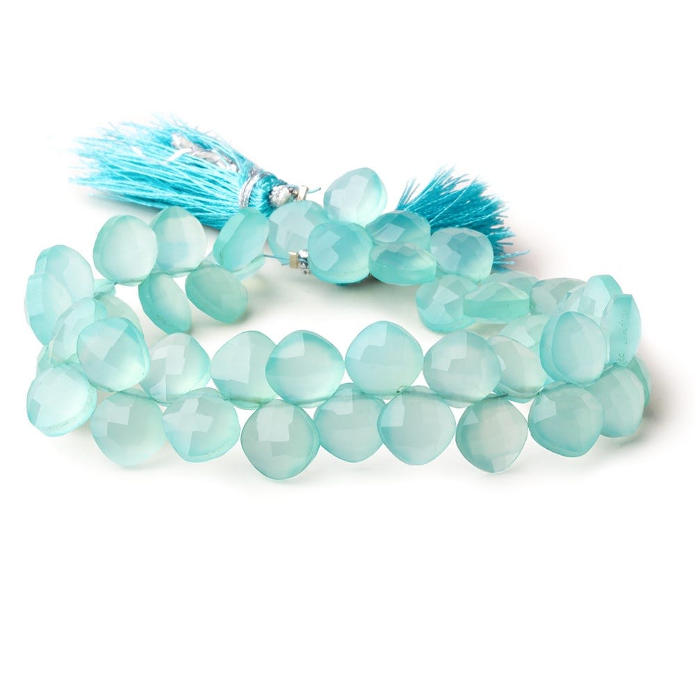 9x9mm Seafoam Blue Chalcedony faceted pillows 8 inch 40 beads - Beadsofcambay.com