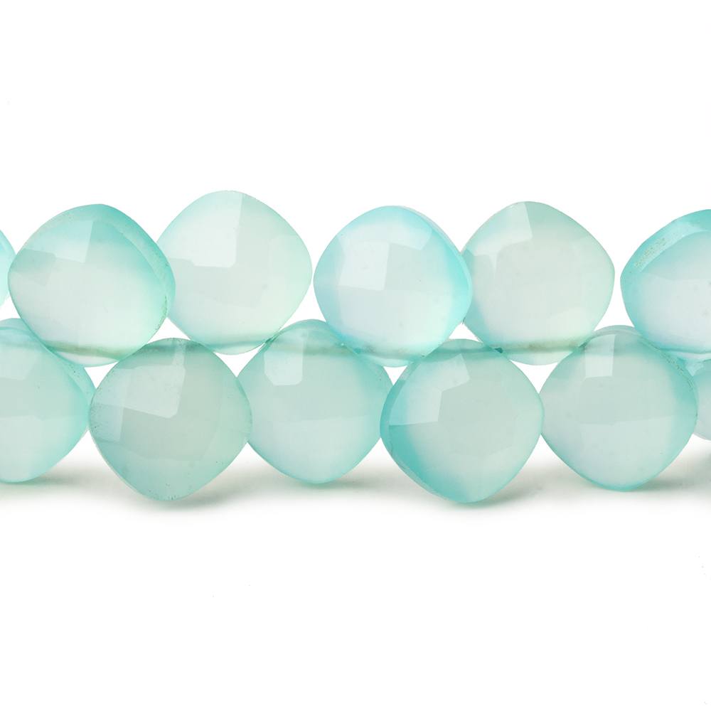9x9mm Seafoam Blue Chalcedony faceted pillows 8 inch 40 beads - Beadsofcambay.com