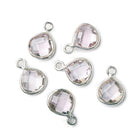9x9mm Silver .925 Bezeled Pink Amethyst Heart Pendant 1 piece - Beadsofcambay.com