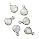 9x9mm Silver .925 Bezeled Rainbow Moonstone Heart Pendant 1 piece - Beadsofcambay.com