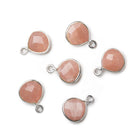 9x9mm Silver .925 Gold Bezeled Angel Skin Peach Moonstone Heart Pendant 1 piece - Beadsofcambay.com