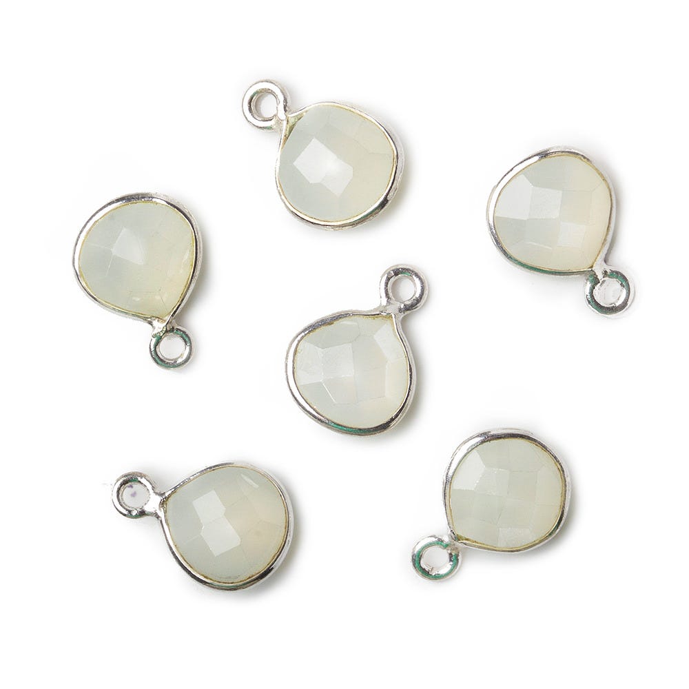 9x9mm Silver .925 Gold Bezeled White Moonstone Heart Pendant 1 piece - Beadsofcambay.com