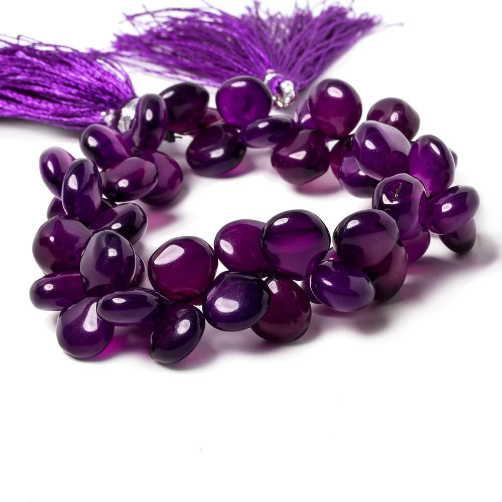 9x9mm to 11x11mm Pansy Purple Chalcedony Plain Heart Beads 8 inch 43 pieces - Beadsofcambay.com