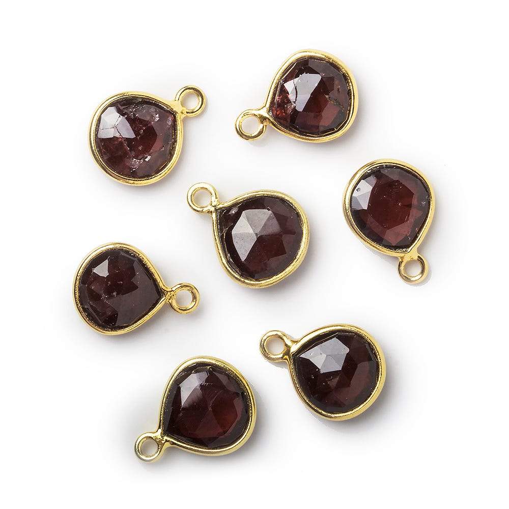 9x9mm Vermeil Bezel Garnet faceted heart Pendant 1 piece - Beadsofcambay.com
