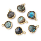 9x9mm Vermeil Bezel Labradorite faceted heart Pendant 1 focal bead - Beadsofcambay.com