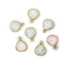 9x9mm Vermeil Bezel Synthetic Opal faceted heart Pendant 1 piece - Beadsofcambay.com