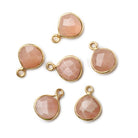 9x9mm Vermeil Bezeled Angel Skin Peach Moonstone Heart Pendant 1 piece - Beadsofcambay.com