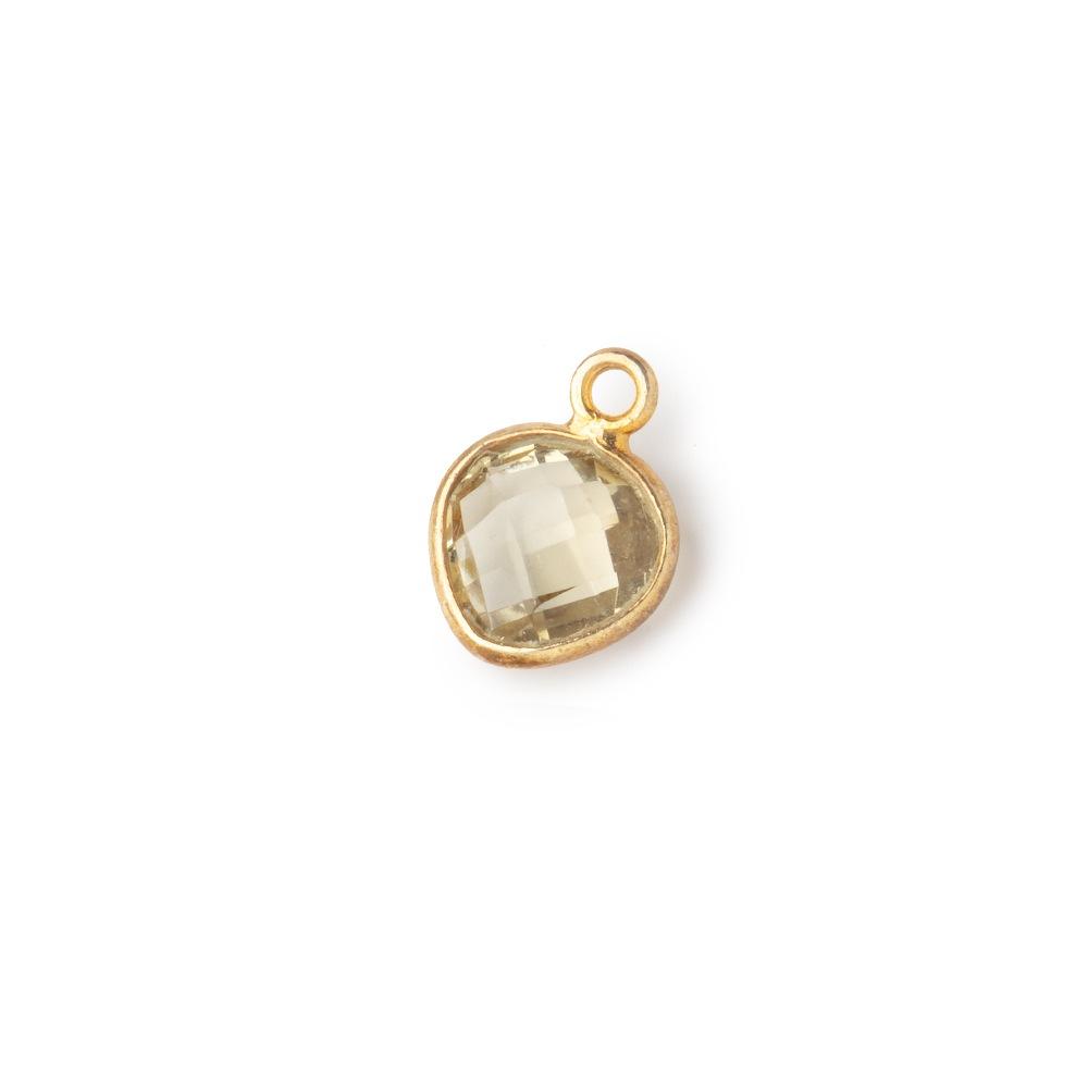 9x9mm Vermeil Bezeled Lemon Quartz Faceted Heart Pendant 1 Focal Piece - Beadsofcambay.com