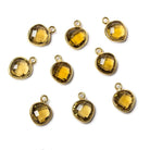 9x9mm Vermeil Bezeled Whiskey Quartz faceted heart Pendant 2 piece - Beadsofcambay.com