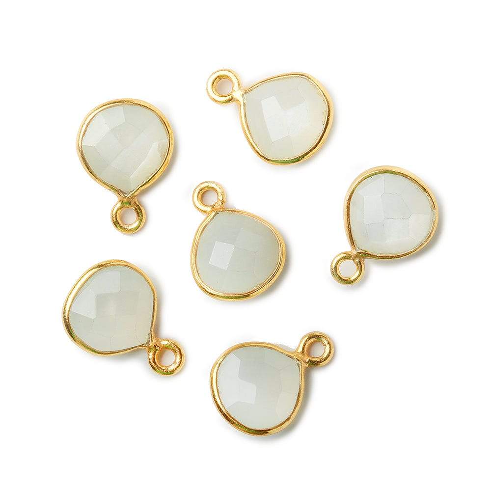 9x9mm Vermeil Bezeled White Moonstone Heart Pendant 1 piece - Beadsofcambay.com