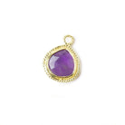 9x9mm Vermeil Twist Rope Bezel Amethyst Faceted Heart Pendant 1 piece - Beadsofcambay.com