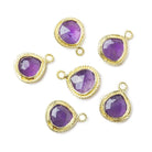 9x9mm Vermeil Twist Rope Bezel Amethyst Faceted Heart Pendant 1 piece - Beadsofcambay.com
