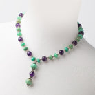 Amethyst and Chrysoprase Antiqued Silver Necklace - Beadsofcambay.com