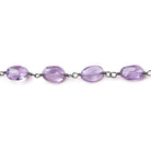 Amethyst faceted oval Black Gold plated Chain by the foot - Beadsofcambay.com