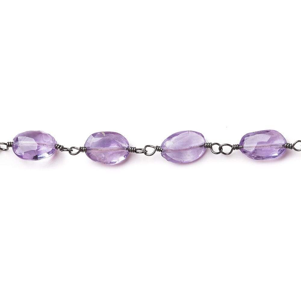 Amethyst faceted oval Black Gold plated Chain by the foot - Beadsofcambay.com