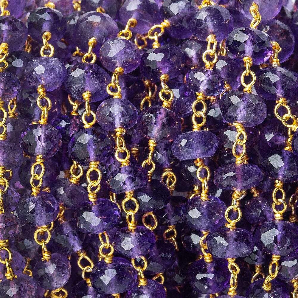 Amethyst Faceted Rondelle Vermeil Chain by the foot - Beadsofcambay.com