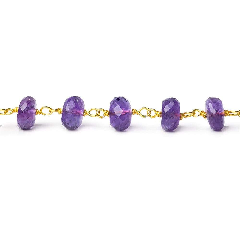 Amethyst Faceted Rondelle Vermeil Chain by the foot - Beadsofcambay.com