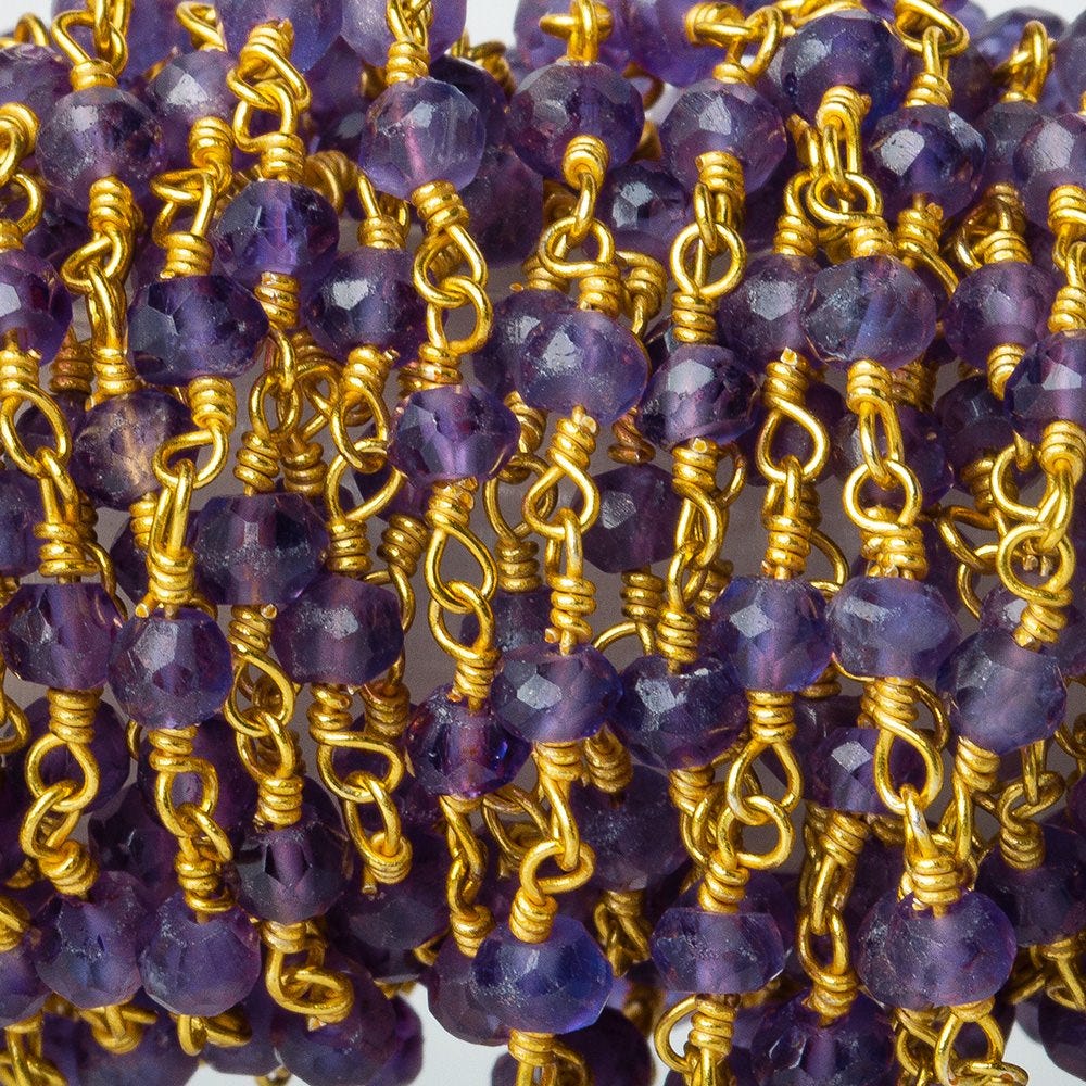 Amethyst Gold plated Wire Wrapped Chain - Beadsofcambay.com