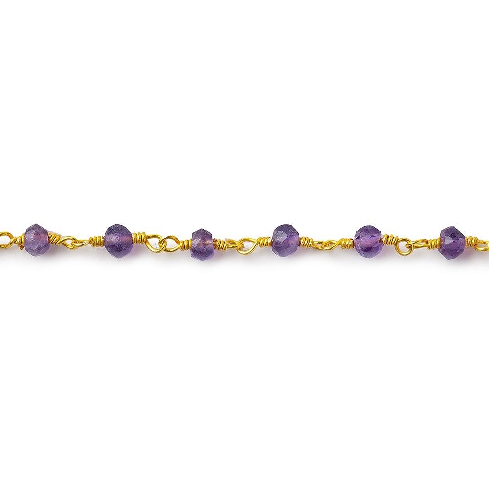 Amethyst Gold plated Wire Wrapped Chain - Beadsofcambay.com