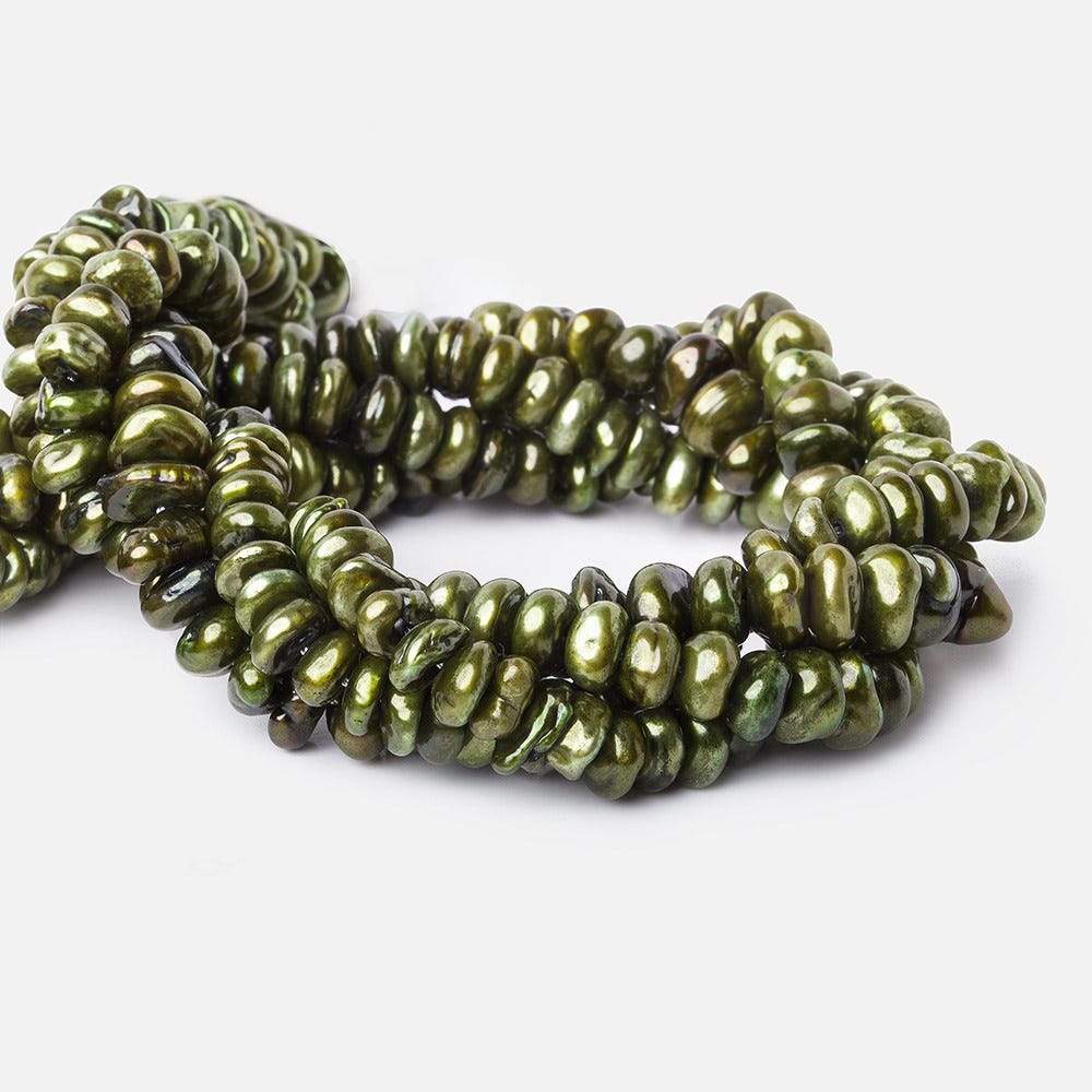 Asparagus Green Center Drill Keshi Freshwater Pearl - Beadsofcambay.com