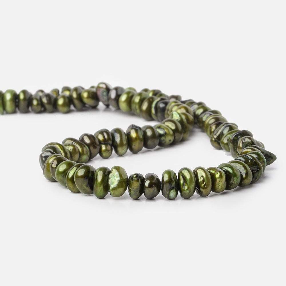 Asparagus Green Center Drill Keshi Freshwater Pearl - Beadsofcambay.com