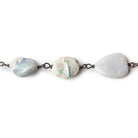 Australian Boulder Opal plain nugget Black Gold .925 Silver Chain by the foot - Beadsofcambay.com